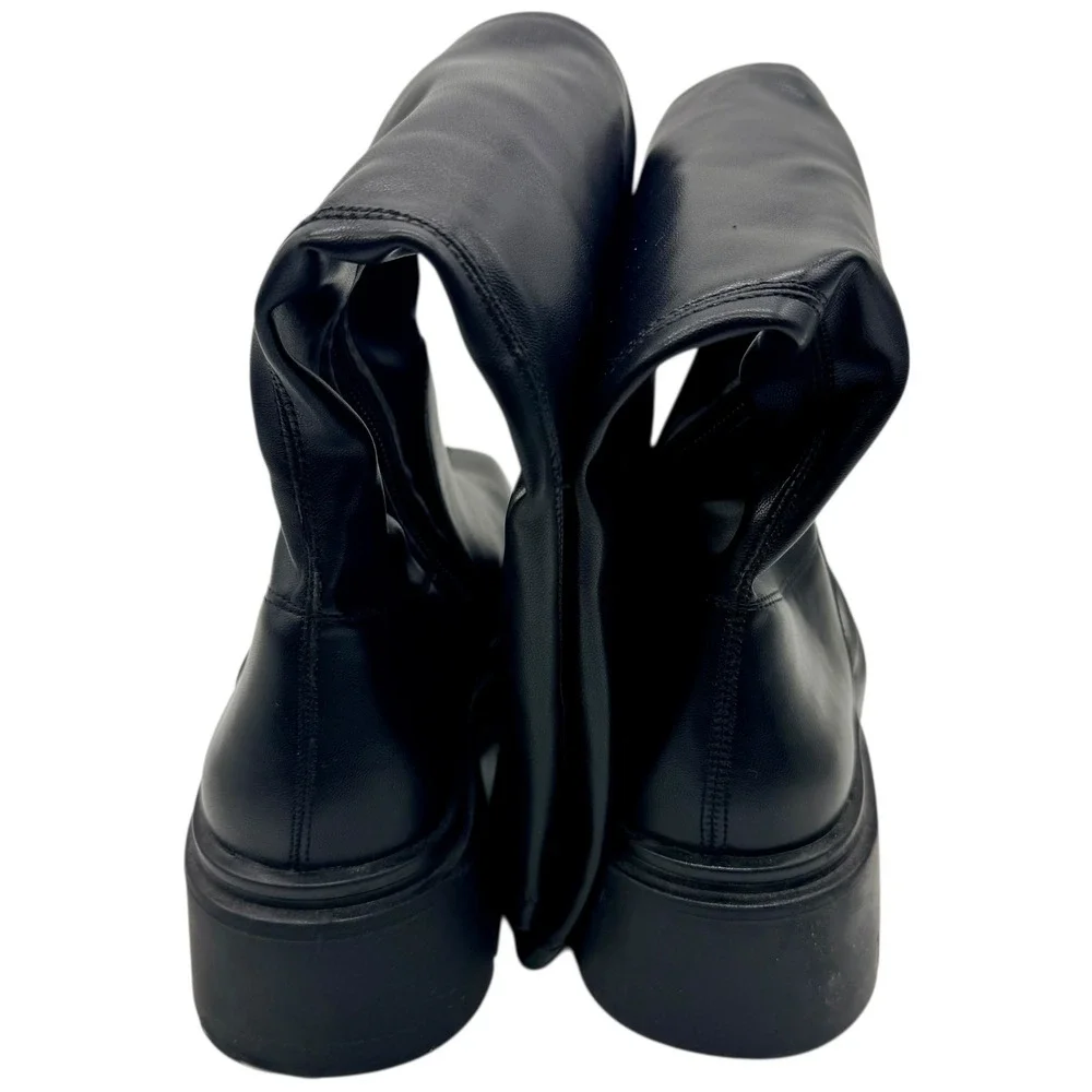 Vivianly Black Platform Chunky Lug Sole Knee High Boots Goth Punk Size 40‎